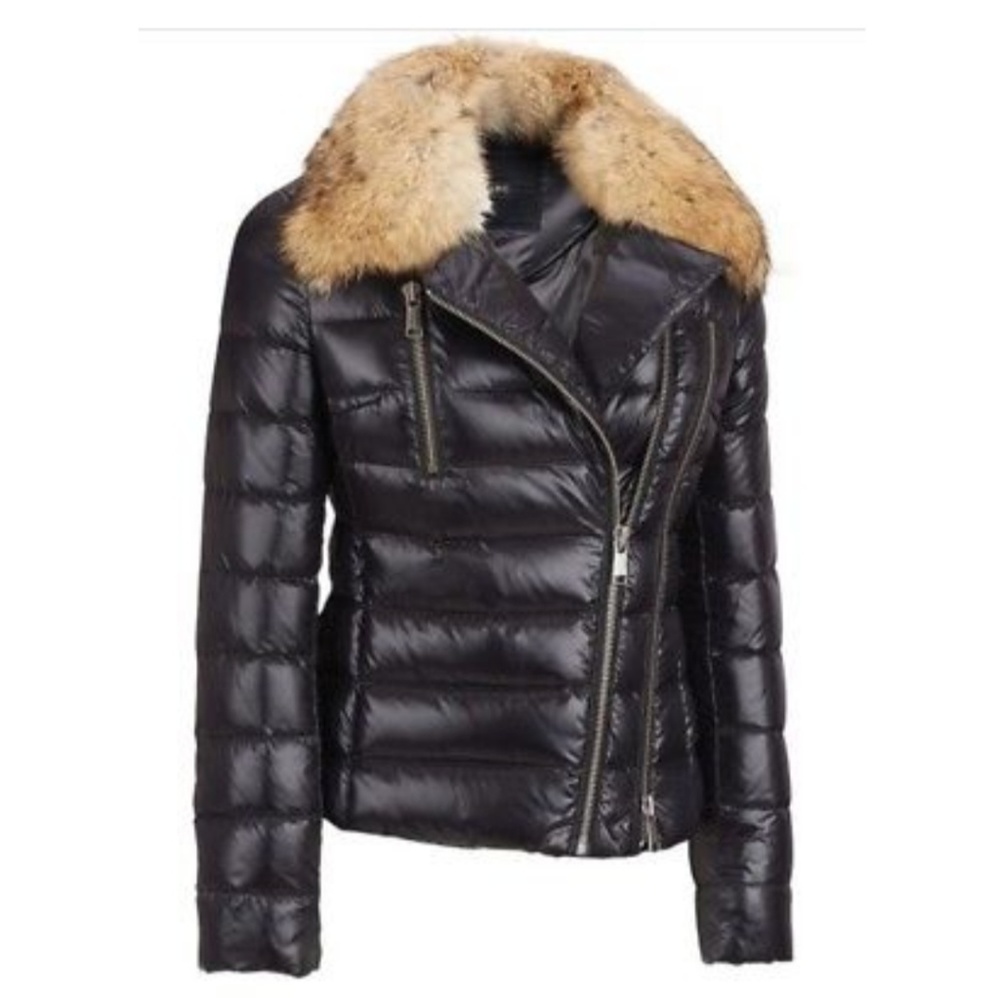 Andrew Marc down coat with coyote fur collar